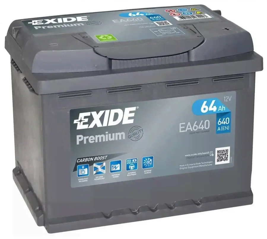 EXIDE Premium EA640 64 Ah 640A батарея аккумуляторная-0